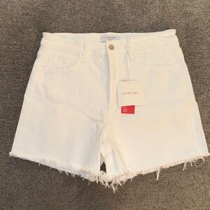 Lovervet Women's White Frayed Denim Shorts